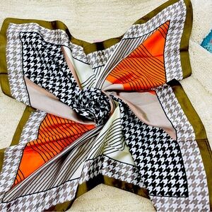 Square Satin Houndstooth Stripe Scarf /Bandana New